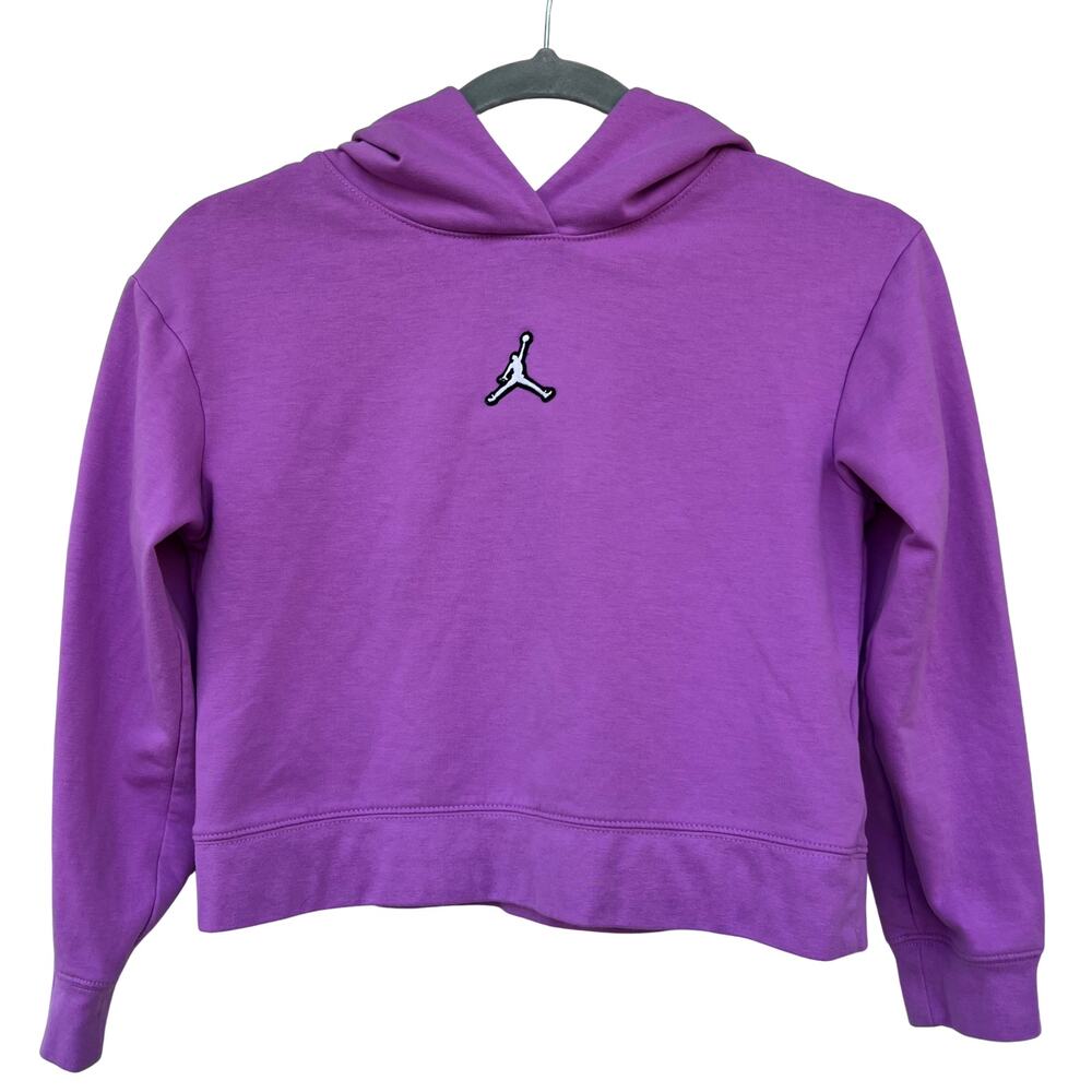 Air‎ Jordan Girls Cropped Hoodie Pullover Size M Purple Logo Sweatshirt Athletic